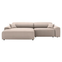 ECKSOFA in Velours, Feincord Beige  178/292 cm  - Beige/Schwarz, Design, Kunststoff/Textil (178/292cm) - home24