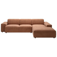 ECKSOFA 9125 Rostfarben Cord  - Rostfarben/Schwarz, Design, Kunststoff/Textil (300/189cm) - Pure Home Lifestyle