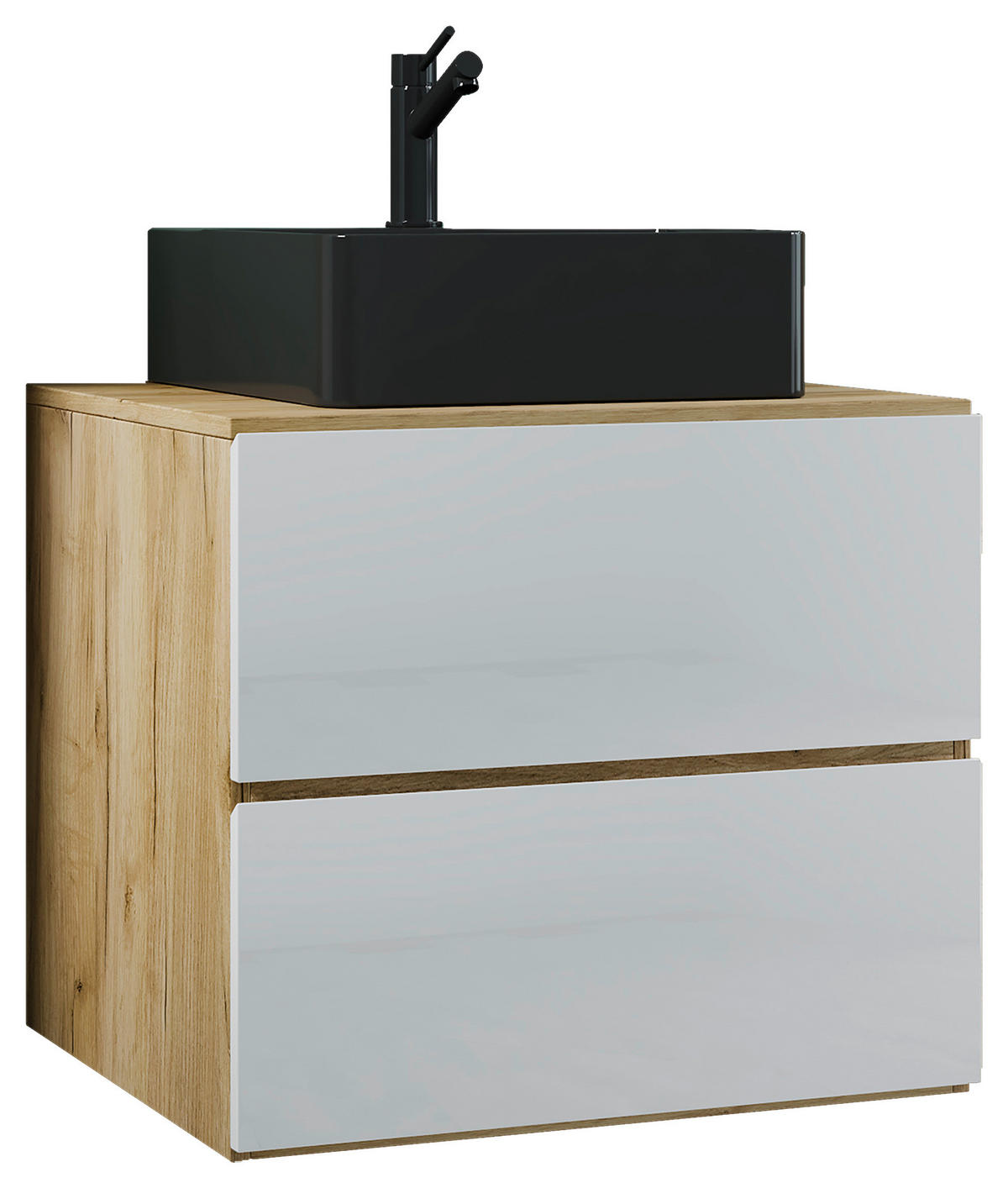 WASCHTISCHKOMBI 61 cm  - Honigeiche/Schwarz, MODERN, Keramik/Holzwerkstoff (61cm) - MID.YOU