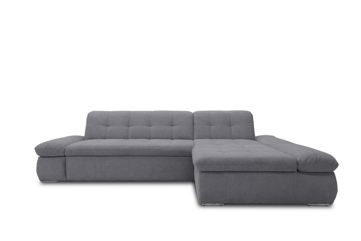 ECKSOFA Dunkelgrau Mikrofaser  - Chromfarben/Dunkelgrau, KONVENTIONELL, Textil/Metall (300/172cm) - MID.YOU
