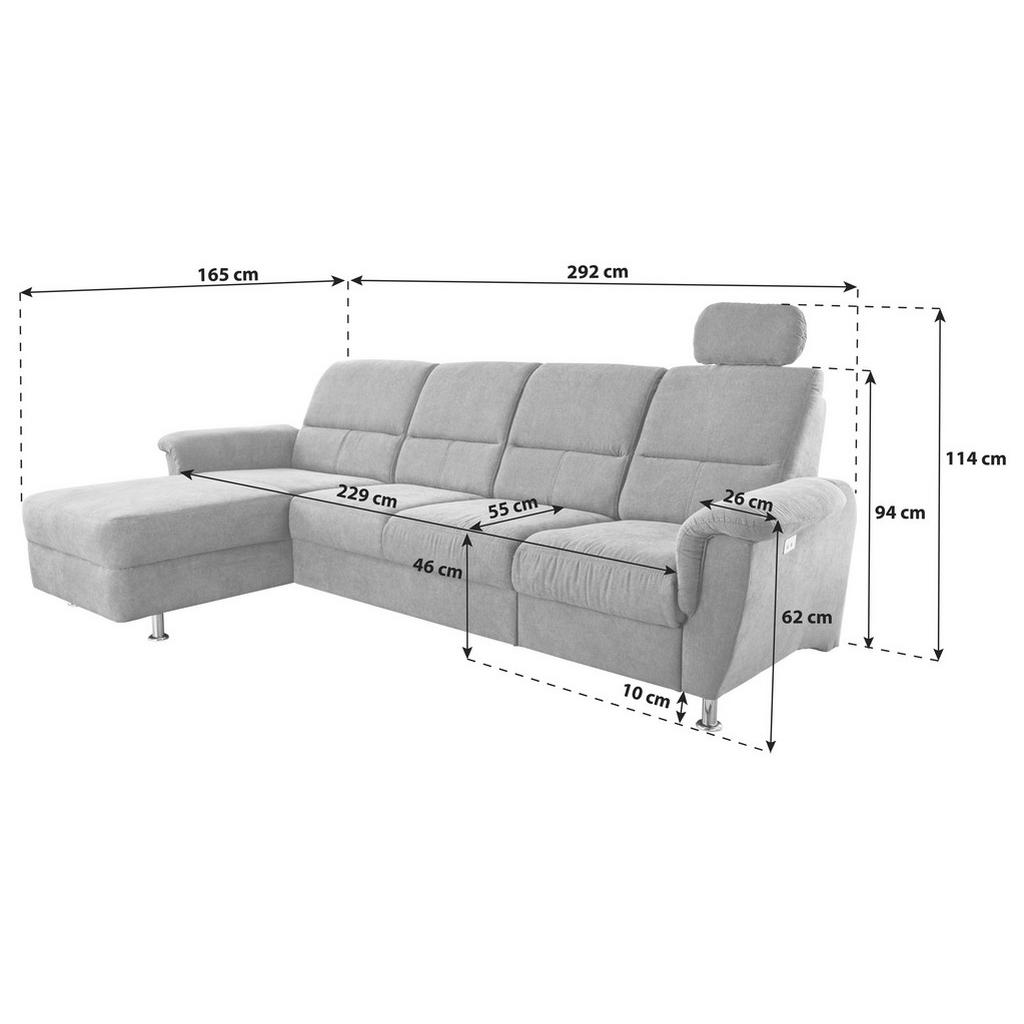 Thumbnail - Livetastic Ecksofa, Beige, Textil, Uni, 5-Sitzer, Ottomane links, L-Form, 292x165 cm, Made in EU, Relaxfunktion, seitenv...