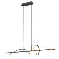 LED-PENDELLEUCHTE TWIST 110/18/150 cm   - Schwarz, Design, Metall (110/18/150cm)