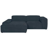 ECKSOFA HANNAH Blau Cord  - Blau/Schwarz, Design, Kunststoff/Textil (170/252cm) - MID.YOU