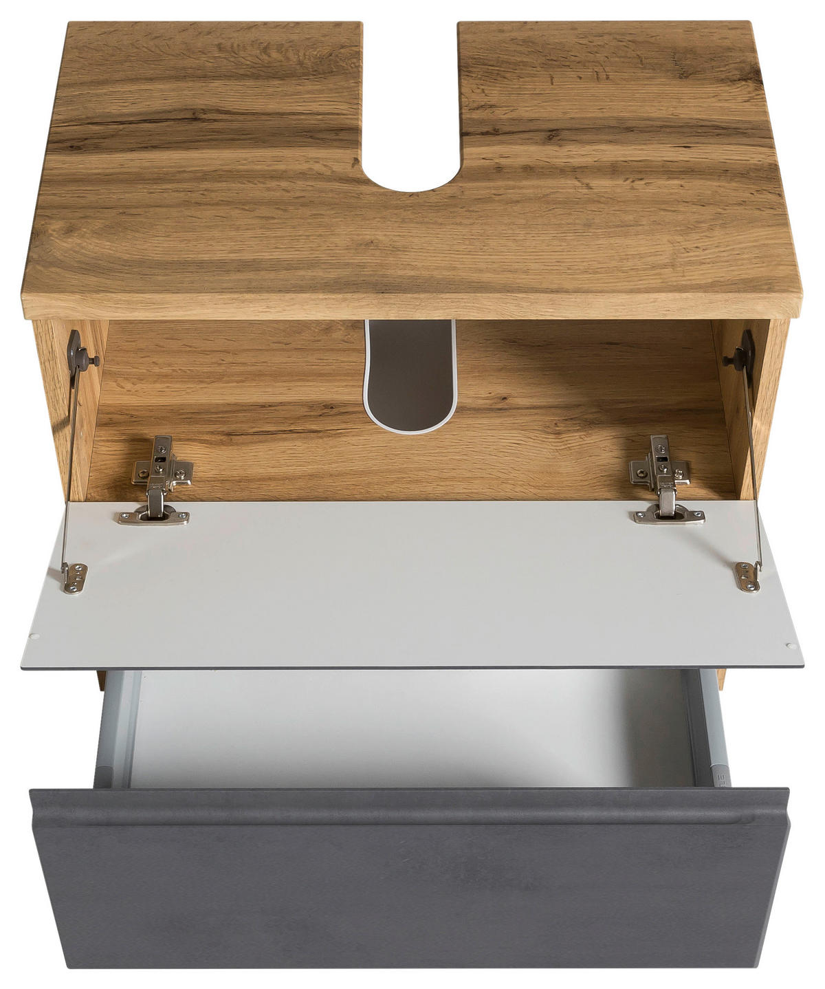 WASCHBECKENUNTERSCHRANK 60/56/35 cm  - Eiche Wotan/Grau, Modern, Holzwerkstoff (60/56/35cm) - Held