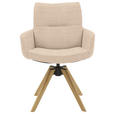 ARMLEHNSTUHL  Sitzfläche 360° drehbar, mit Griff Flachgewebe  Creme  - Eichefarben/Creme, Design, Holz/Textil (62/90/68cm) - Valnatura