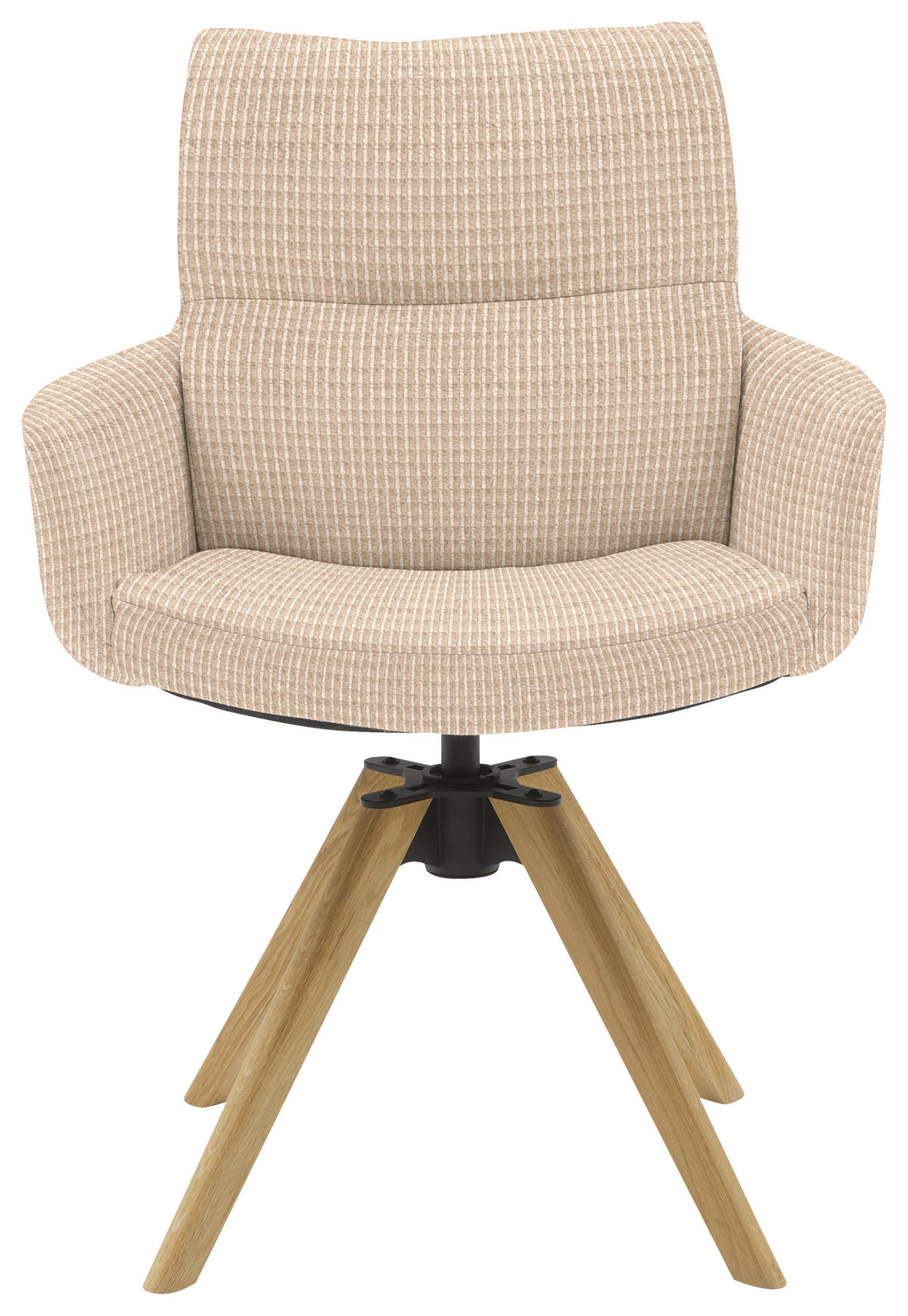 ARMLEHNSTUHL  Sitzfläche 360° drehbar, mit Griff Flachgewebe  Creme  - Eichefarben/Creme, Design, Holz/Textil (62/90/68cm) - Valnatura