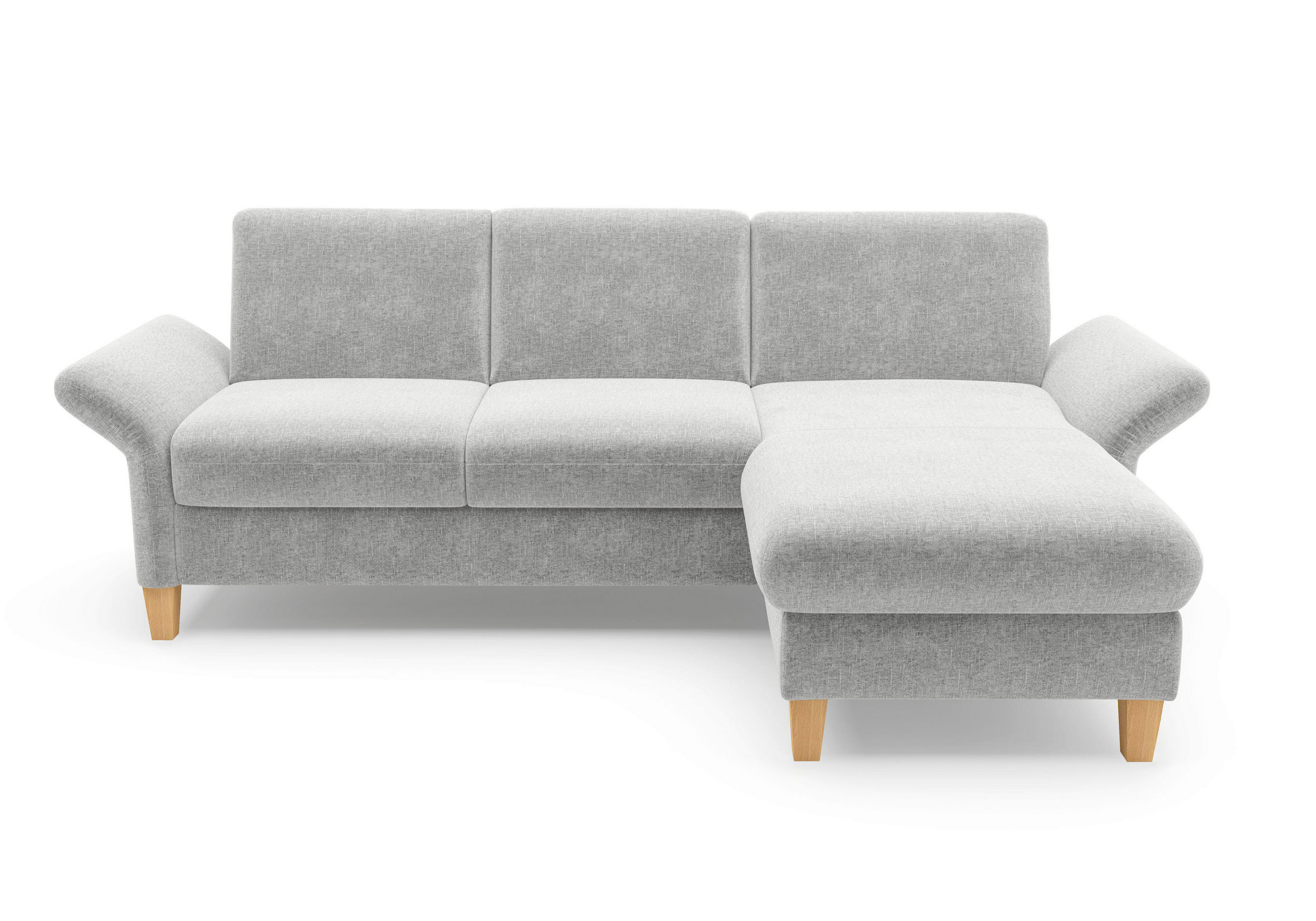 ECKSOFA ROCHELLE E Hellgrau Flachgewebe  - Eichefarben/Hellgrau, KONVENTIONELL, Holz/Textil (251/164cm) - Sit & More