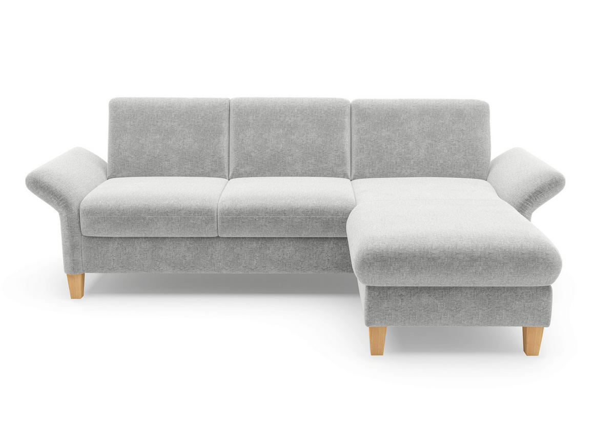 ECKSOFA ROCHELLE E Hellgrau Flachgewebe  - Eichefarben/Hellgrau, KONVENTIONELL, Holz/Textil (251/164cm) - Sit & More