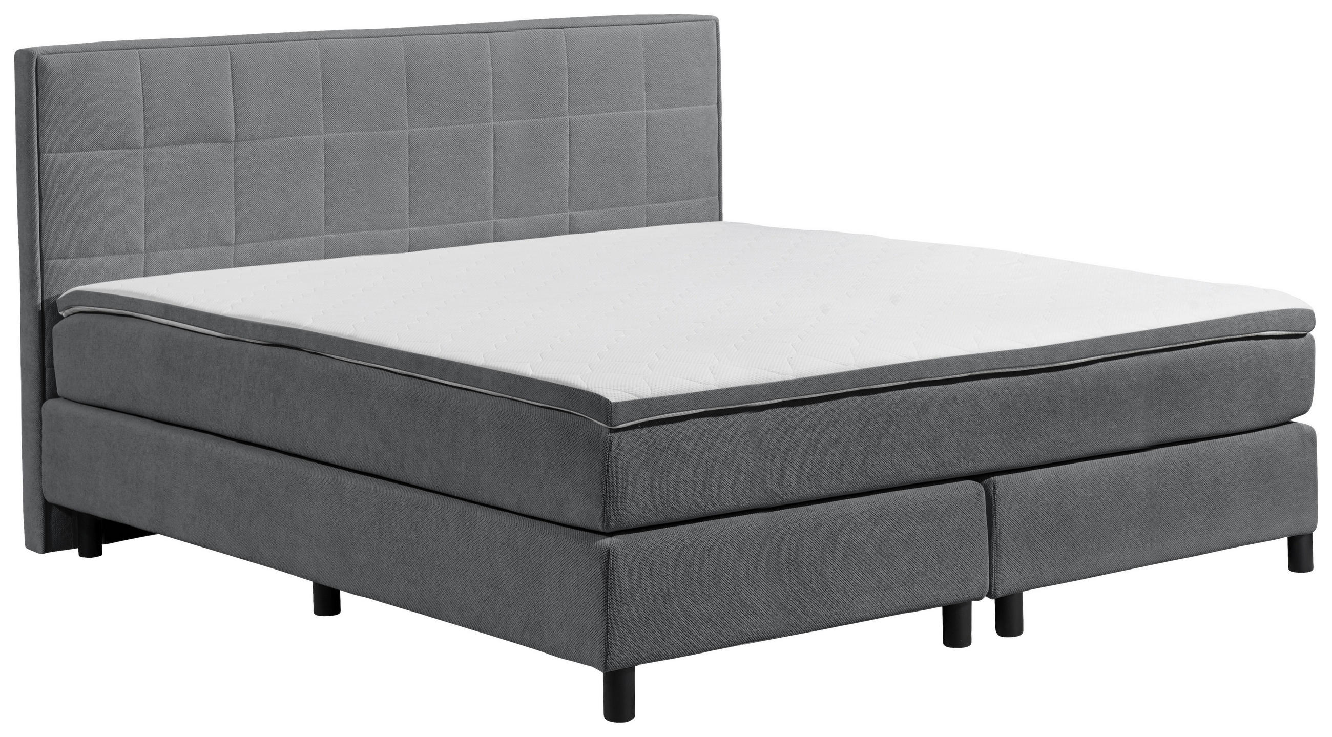 Thumbnail - Mid.you Boxbett Pastida 2 BB 180, Anthrazit, Textil, H2, Höhe ca. 19 cm, 180x200 cm, gepolstertes Kopfteil, Topper durch...