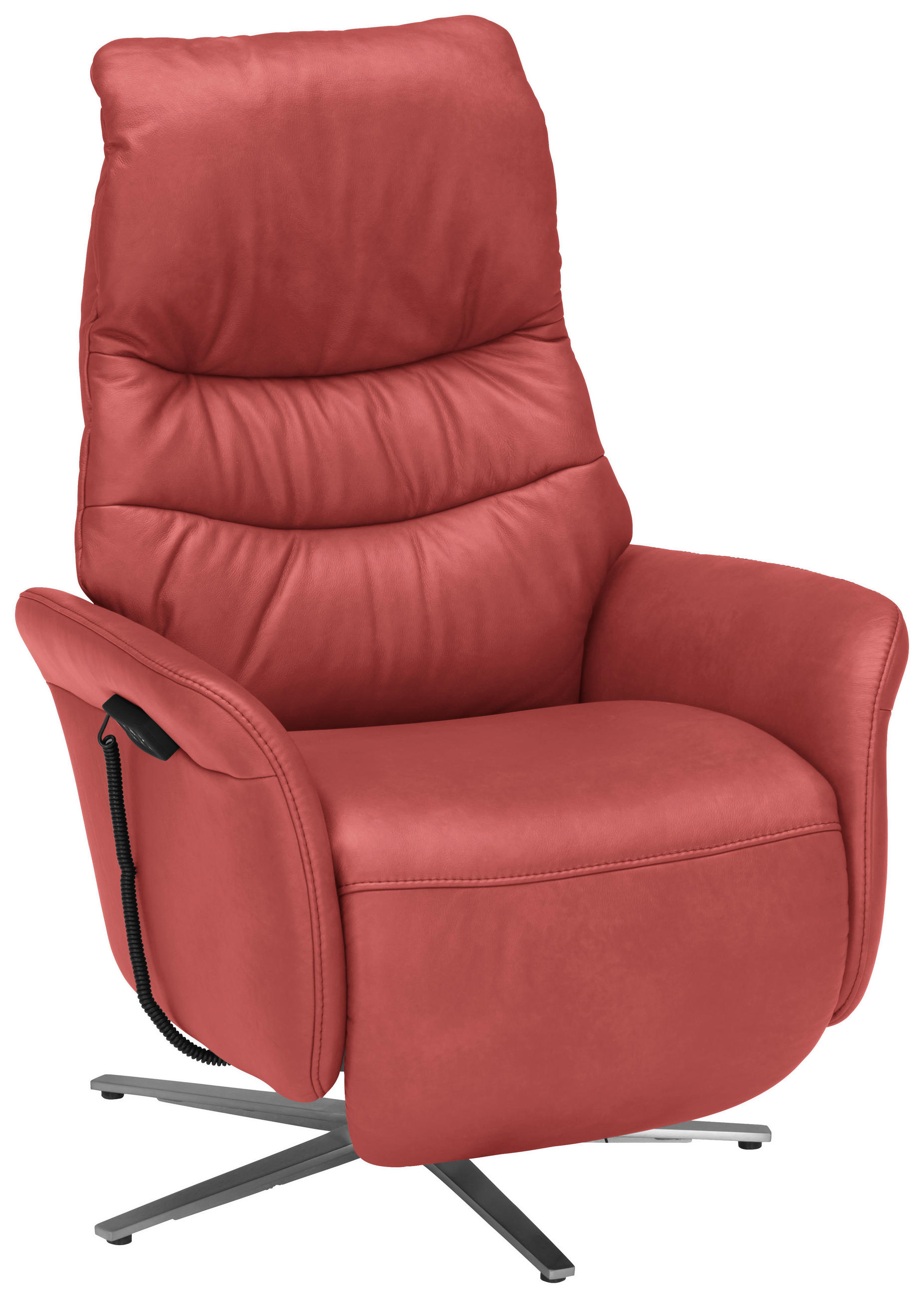 RELAXSESSEL in Leder Rot  - Edelstahlfarben/Rot, Design, Leder/Metall (78/117/89cm) - Himolla Komfortklass