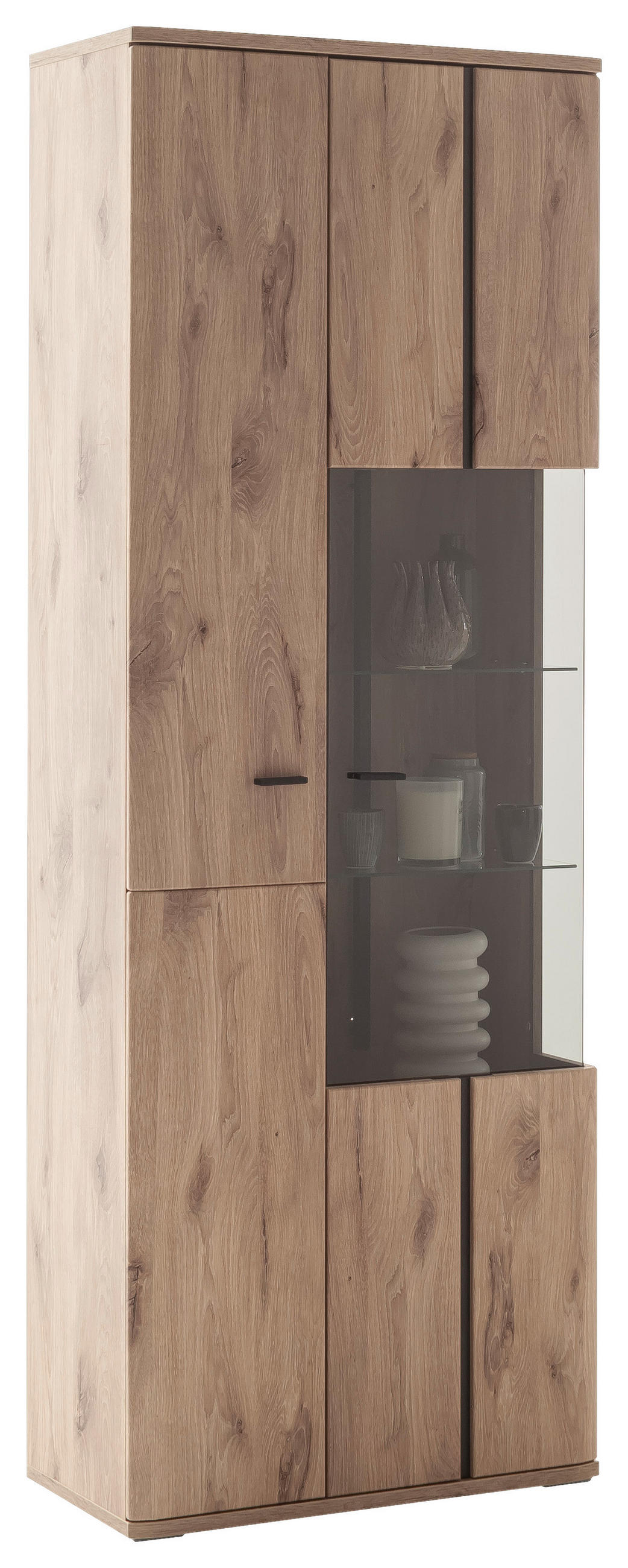 VITRINE Anthrazit, Eichefarben  75/207/38 cm  - Eichefarben/Anthrazit, Konventionell, Glas/Holzwerkstoff (75/207/38cm) - Cantus