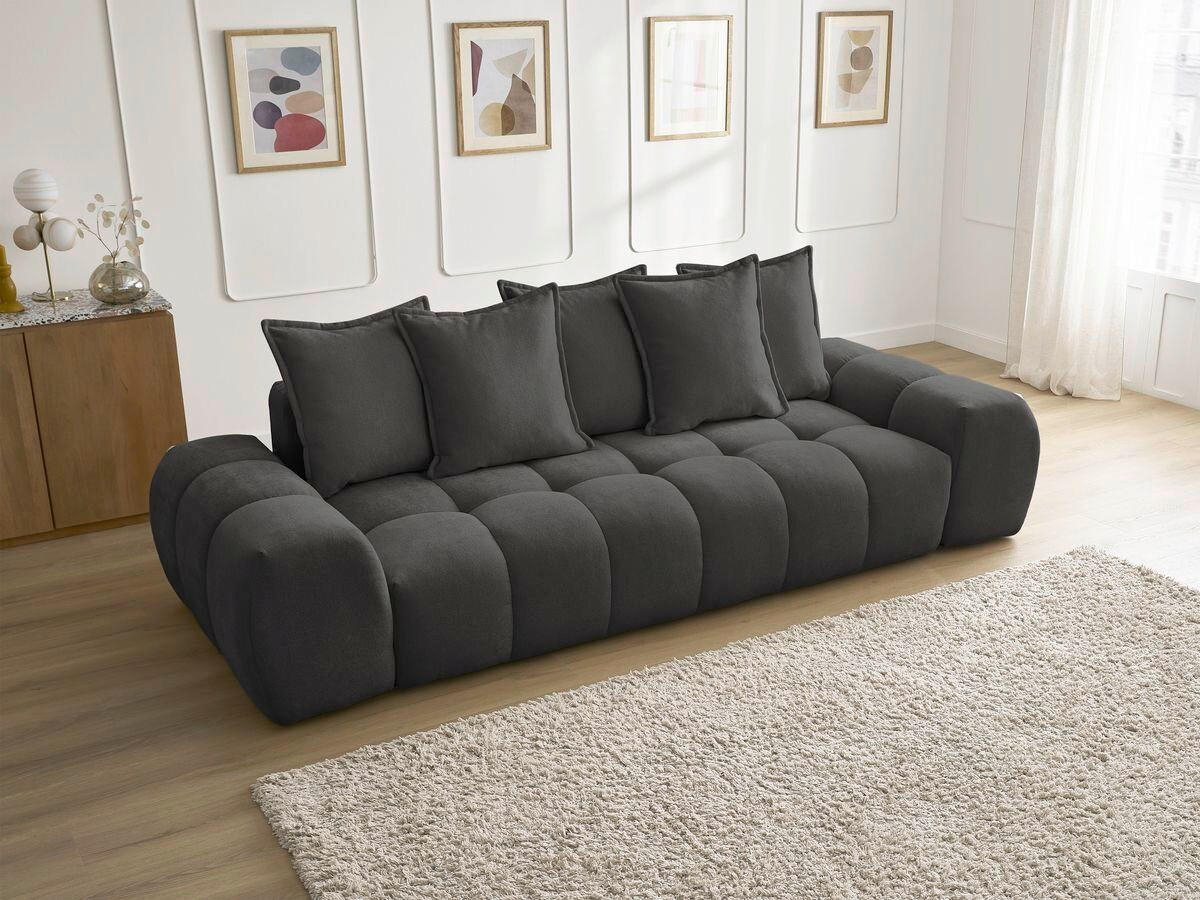 3-SITZER-SOFA EVEREST Struktur Schwarz  - Schwarz, MODERN, Kunststoff/Textil (278/90/115cm)