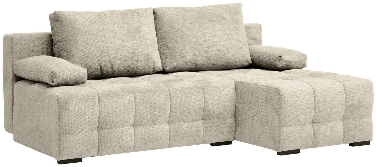 ECKSOFA Greige Chenille  - Greige/Schwarz, MODERN, Kunststoff/Textil (204/145cm) - home24