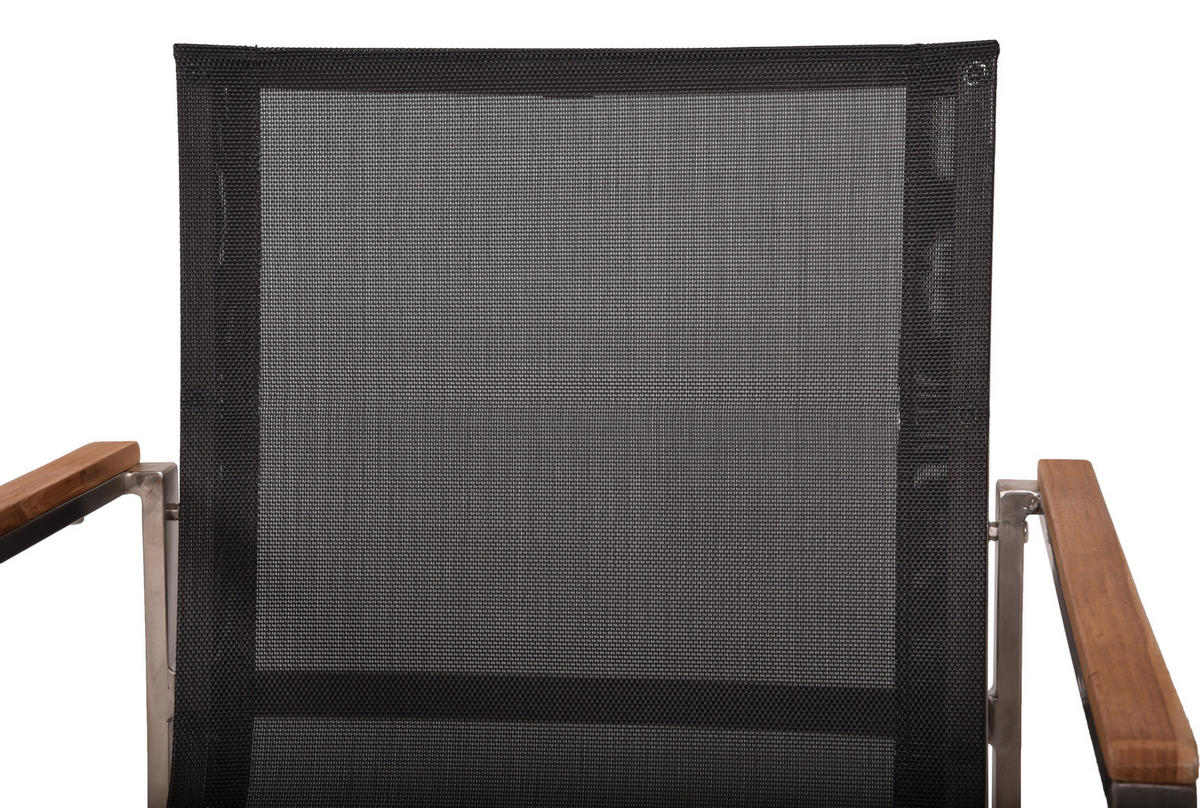 GARTENSTUHL-SET Holz, Metall, Kunststoff Schwarz, Silberfarben, Teakfarben  - Silberfarben/Schwarz, Basics, Holz/Kunststoff (58/86/55cm) - Gardenson