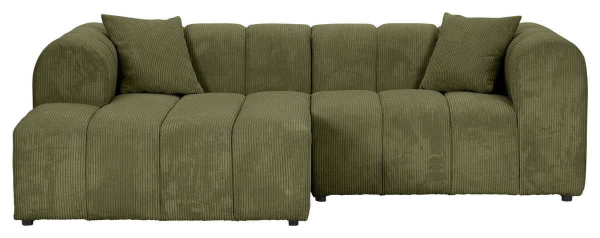 ECKSOFA Dunkelgrün Cord Zierkissen, Rücken echt  - Dunkelgrün/Schwarz, KONVENTIONELL, Kunststoff/Textil (162/250cm) - Carryhome
