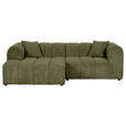 ECKSOFA  in Cord Dunkelgrün  162/250 cm  - Dunkelgrün/Schwarz, KONVENTIONELL, Kunststoff/Textil (162/250cm) - Carryhome