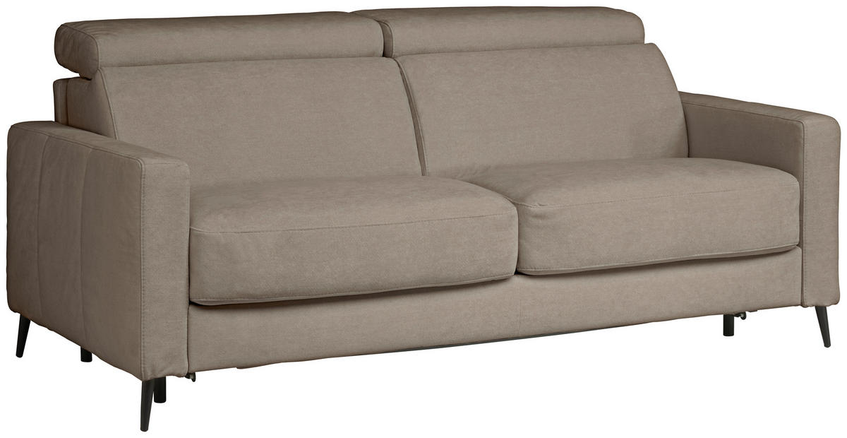 SCHLAFSOFA MIT TEMPUR MATRATZE Velours Taupe  - Taupe/Schwarz, Design, Textil/Metall (200/85-99/104cm) - Novel