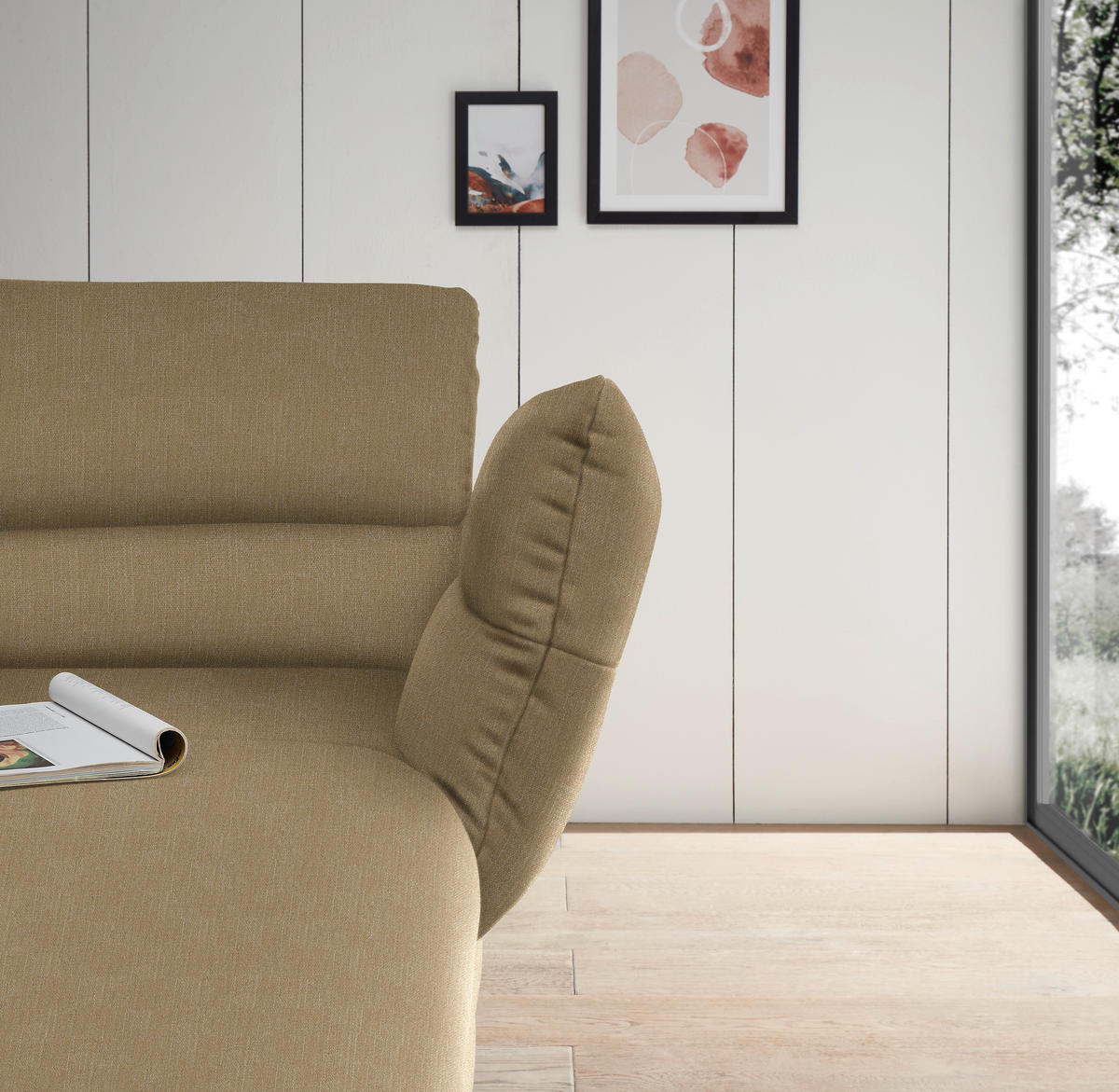 ECKSOFA in Flachgewebe Senfgelb  279-327/176-217 cm  - Senfgelb/Schwarz, Design, Textil/Metall (279-327/176-217cm) - Dieter Knoll