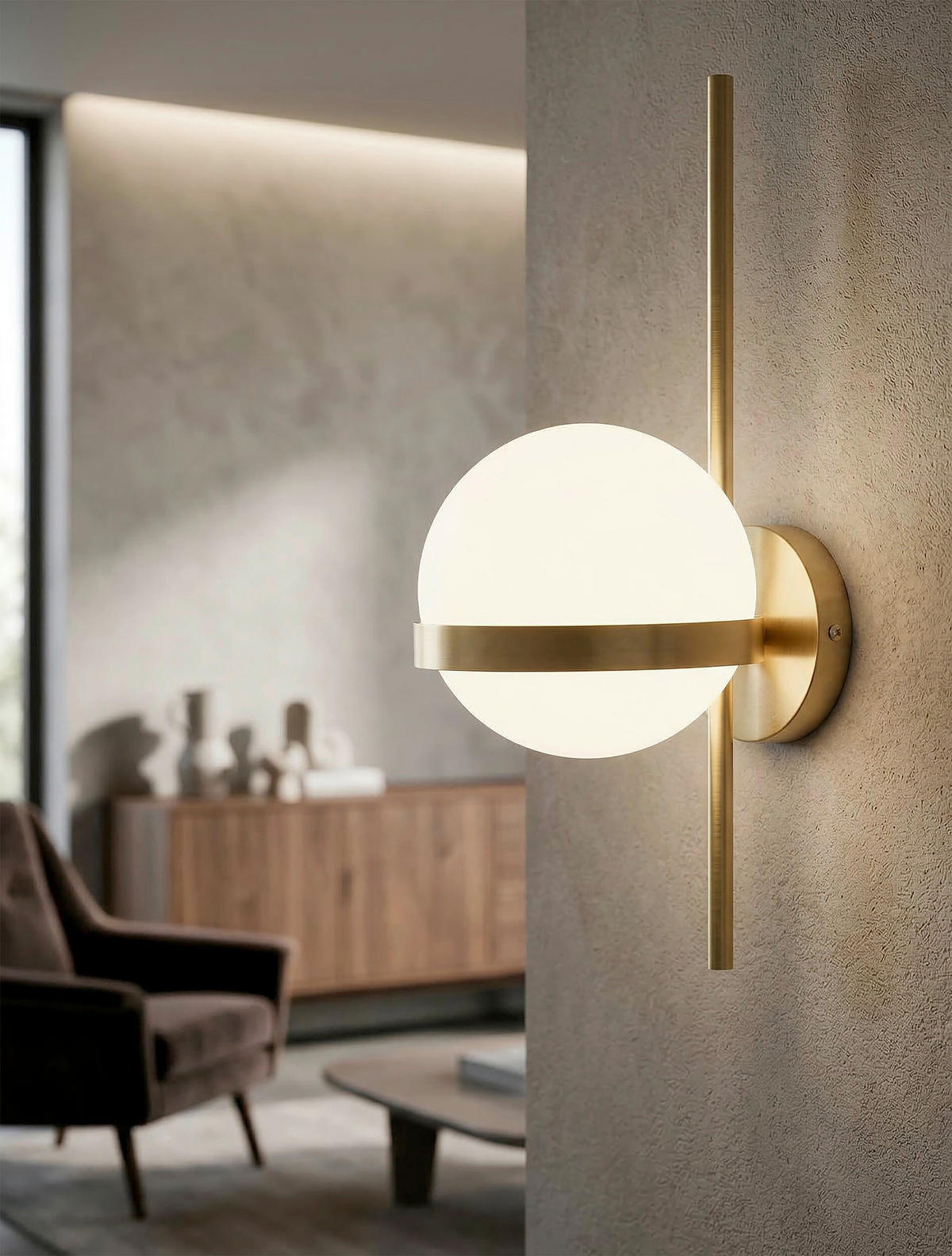 WANDLEUCHTE 15/20/40 cm  - Goldfarben/Weiß, Trend, Glas/Metall (15/20/40cm) - Mauro Ferretti