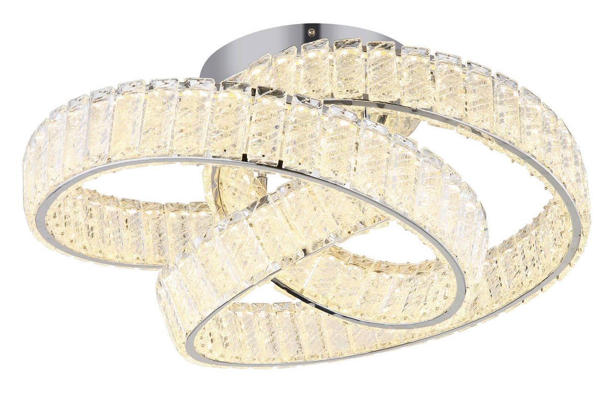 STROPNÍ LED SVÍTIDLO, 60/26 cm  - čiré/barvy chromu, Konvenční, kov/sklo (60/26cm) - Globo