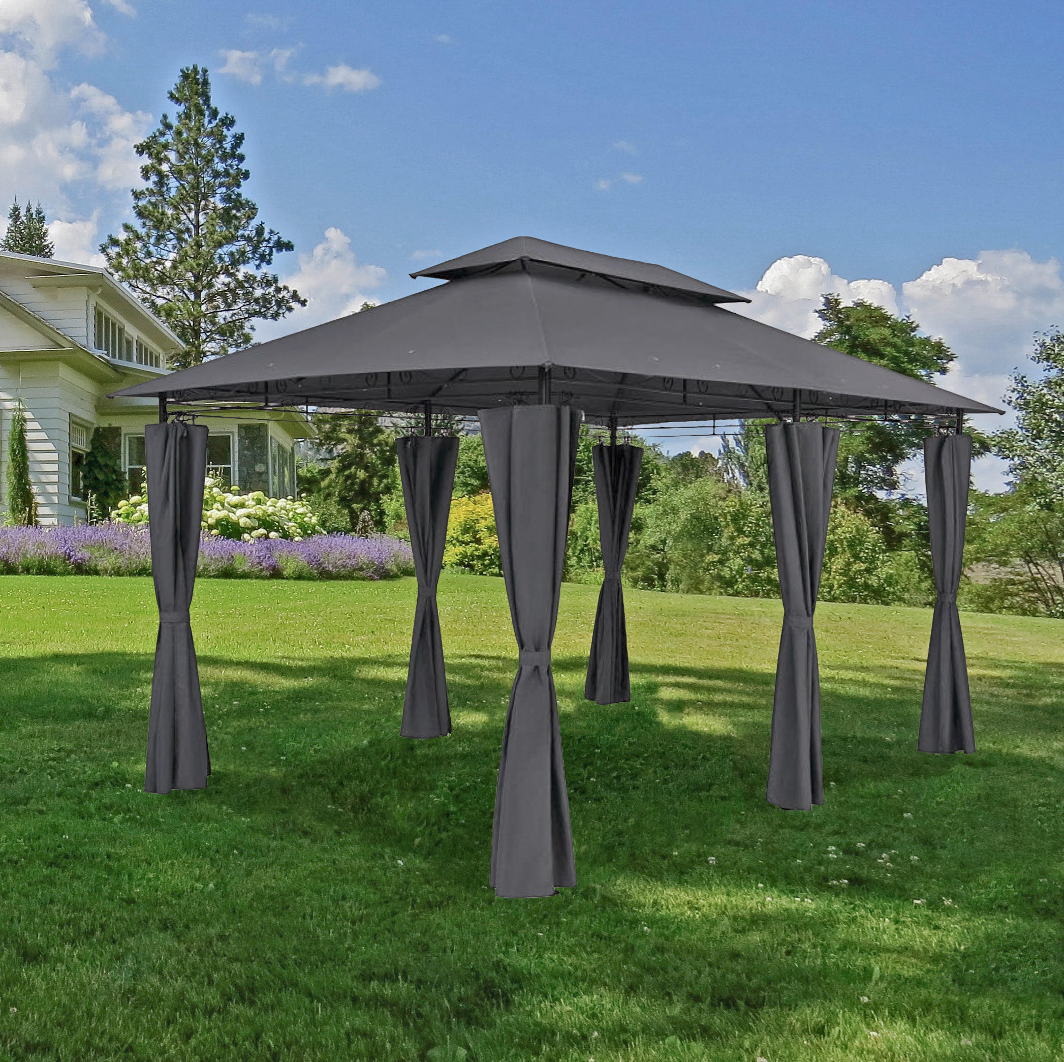 PAVILLON 400/275/300 cm   - Anthrazit/Schwarz, Basics, Kunststoff/Metall (400/275/300cm) - Gardenson