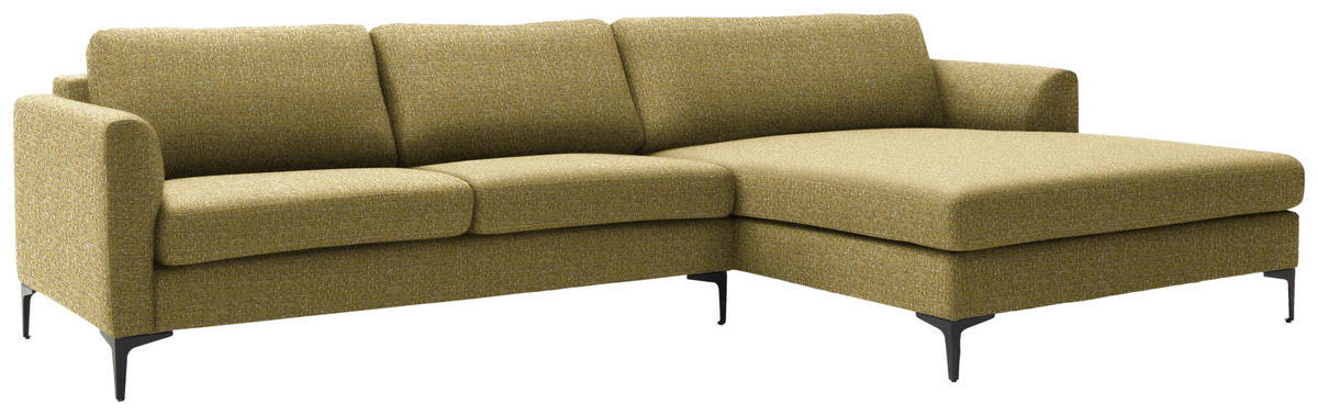 ECKSOFA in Flachgewebe Currygelb  310/195 cm  - Currygelb/Schwarz, Design, Textil/Metall (310/195cm) - Schöner Wohnen