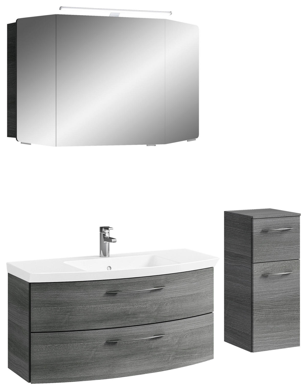 BADEZIMMER 4-teilig  in 131 cm  - Chromfarben/Graphitfarben, KONVENTIONELL, Glas/Holzwerkstoff (131cm) - Pelipal