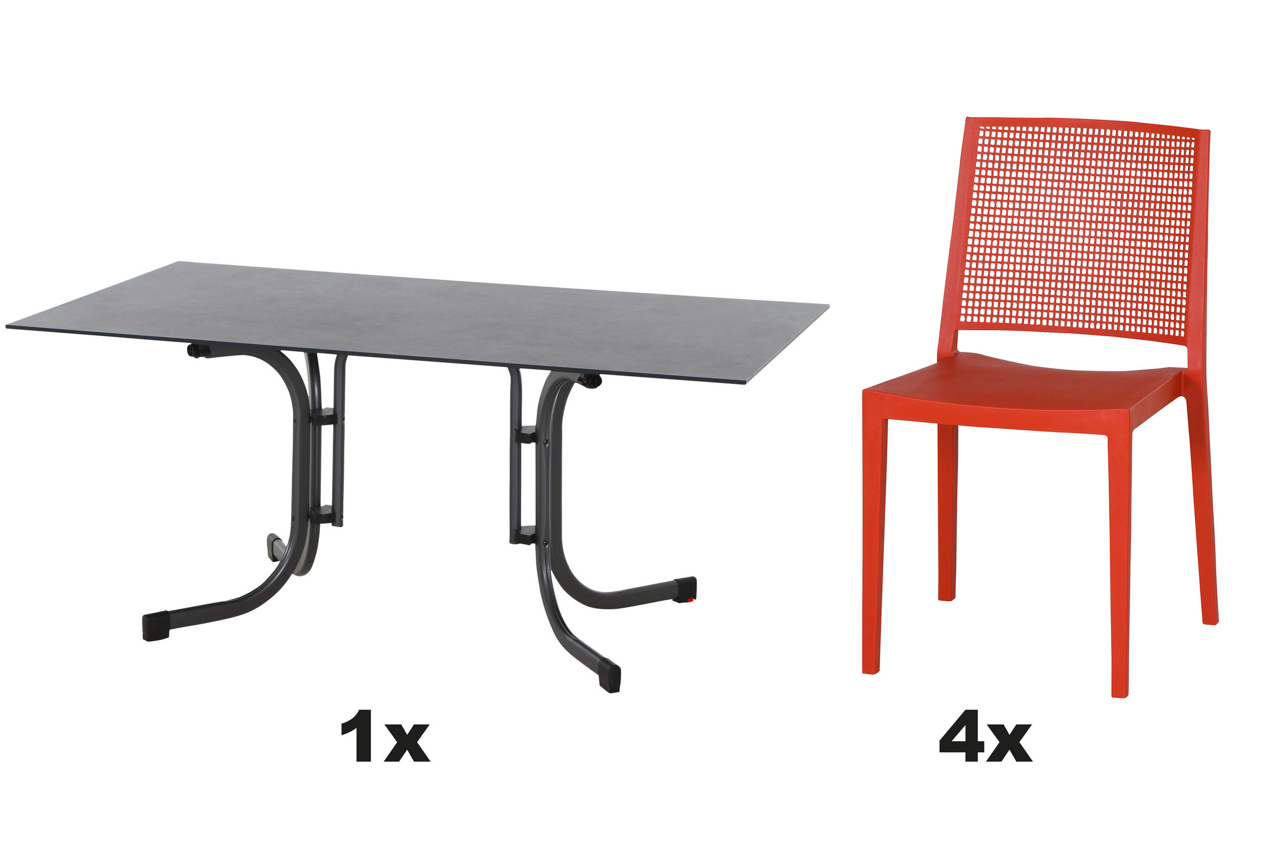 GARTENGARNITUR 5-teilig Stahl  - Rot, Basics, Kunststoff/Metall (90/80/160cm) - Siena Garden
