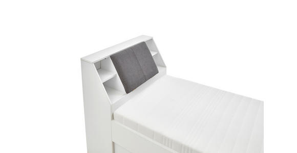 STAURAUMBETT 90/200 cm in Weiß - Weiß/Grau, KONVENTIONELL, Holzwerkstoff/Textil (90/200cm) - Carryhome