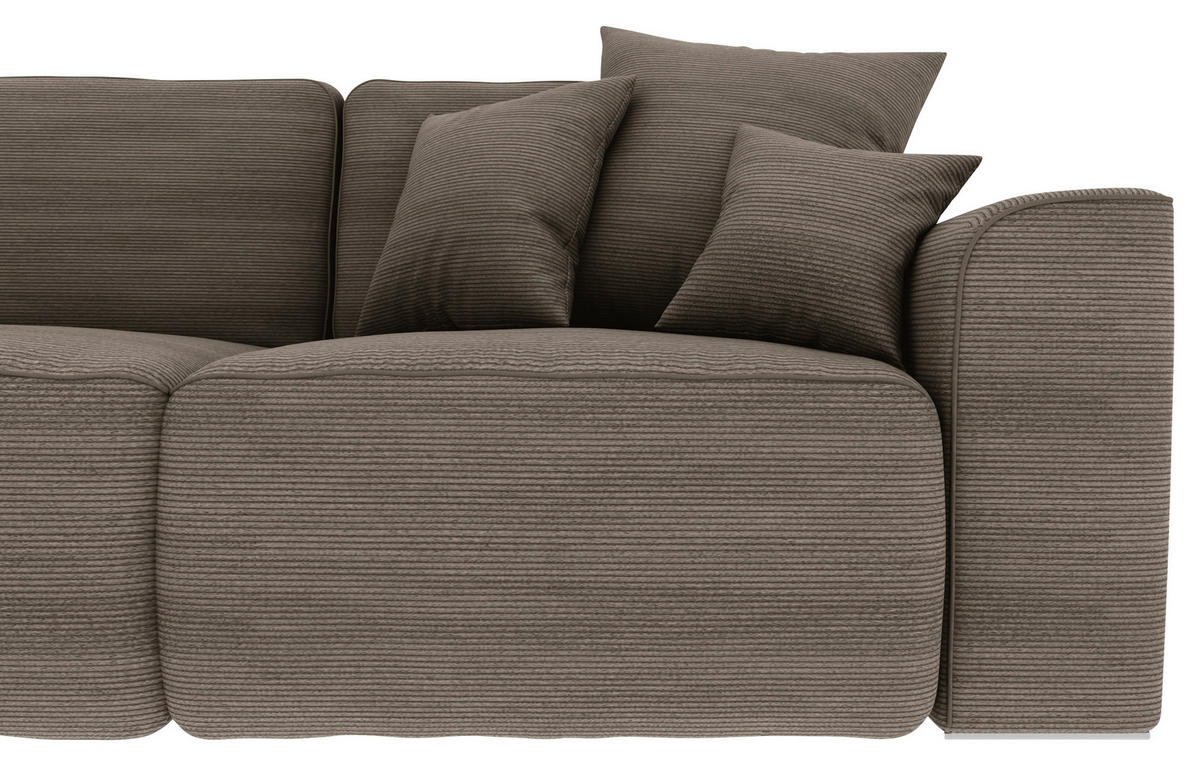 ECKSOFA in Cord Taupe  - Taupe/Chromfarben, Konventionell, Kunststoff/Textil (195/293cm) - MID.YOU