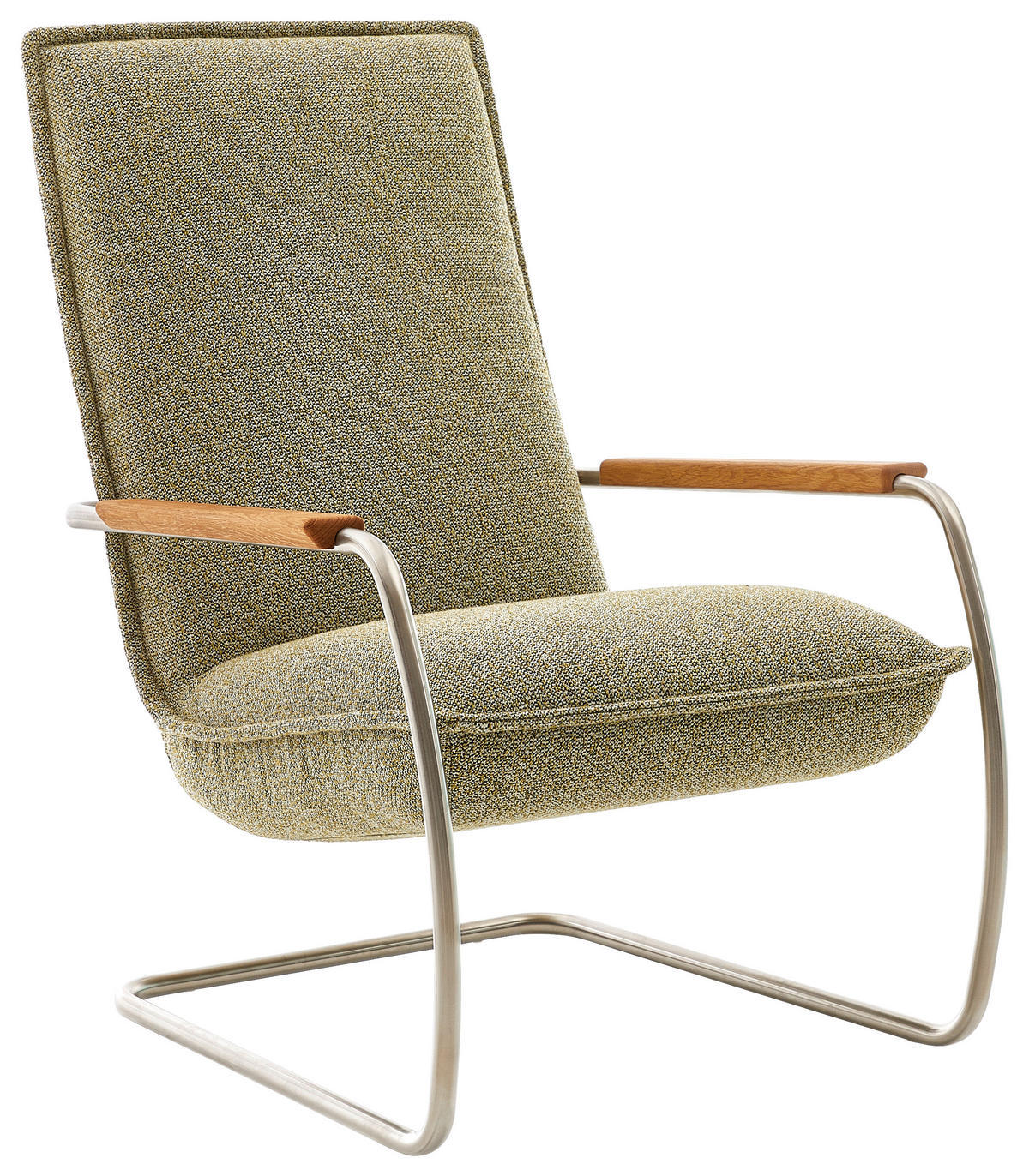 SESSEL in Flachgewebe Hellgrün  - Edelstahlfarben/Eichefarben, Design, Holz/Textil (76/105/87cm) - Livetastic