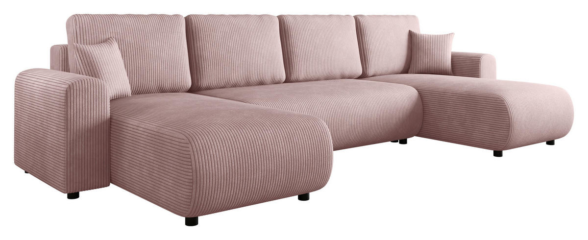 WOHNLANDSCHAFT  in Cord Rosa  - Schwarz/Rosa, KONVENTIONELL, Textil (152/318/152cm) - Xora