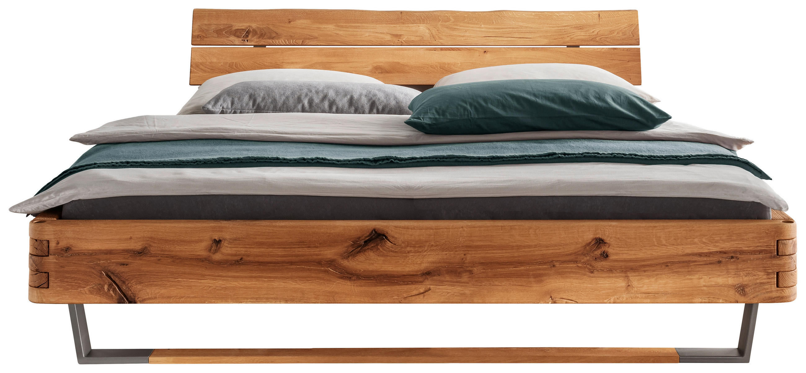 BALKENBETT 200/200 cm  in Wildeiche   - Wildeiche, Natur, Holz/Metall (200/200cm) - Valnatura