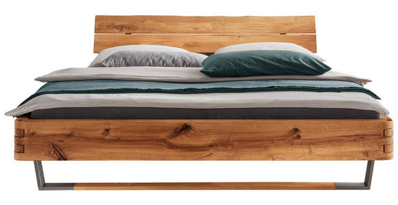 BALKENBETT 140/200 cm  in Wildeiche   - Wildeiche, Natur, Holz/Metall (140/200cm) - Valnatura