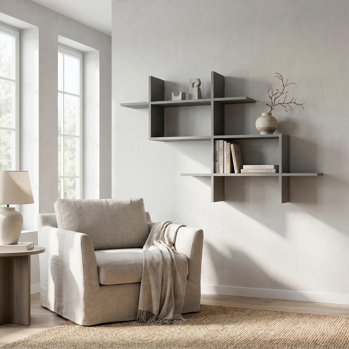 WANDREGAL  - Anthrazit, Design, Holzwerkstoff (150/82/22cm) - Livetastic