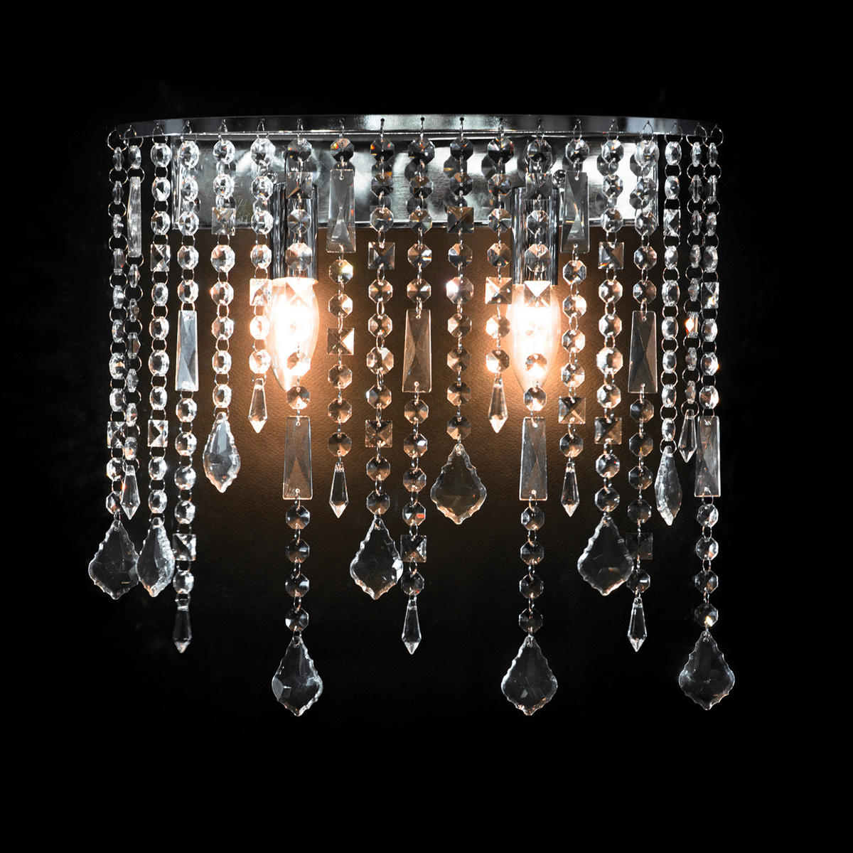 WANDLEUCHTE 38/20 cm   - Chromfarben, KONVENTIONELL, Glas/Metall (38/20cm)