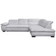 ECKSOFA in Cord Hellgrau  - Hellgrau/Schwarz, Design, Textil/Metall (313/242cm) - Xora