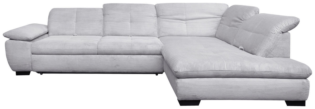 ECKSOFA in Cord Hellgrau  313/242 cm  - Hellgrau/Schwarz, Design, Textil/Metall (313/242cm) - Xora