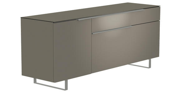 LOWBOARD Grau, Alufarben  160/66/45 cm  - Alufarben/Grau, Design, Glas/Holzwerkstoff (160/66/45cm) - Moderano