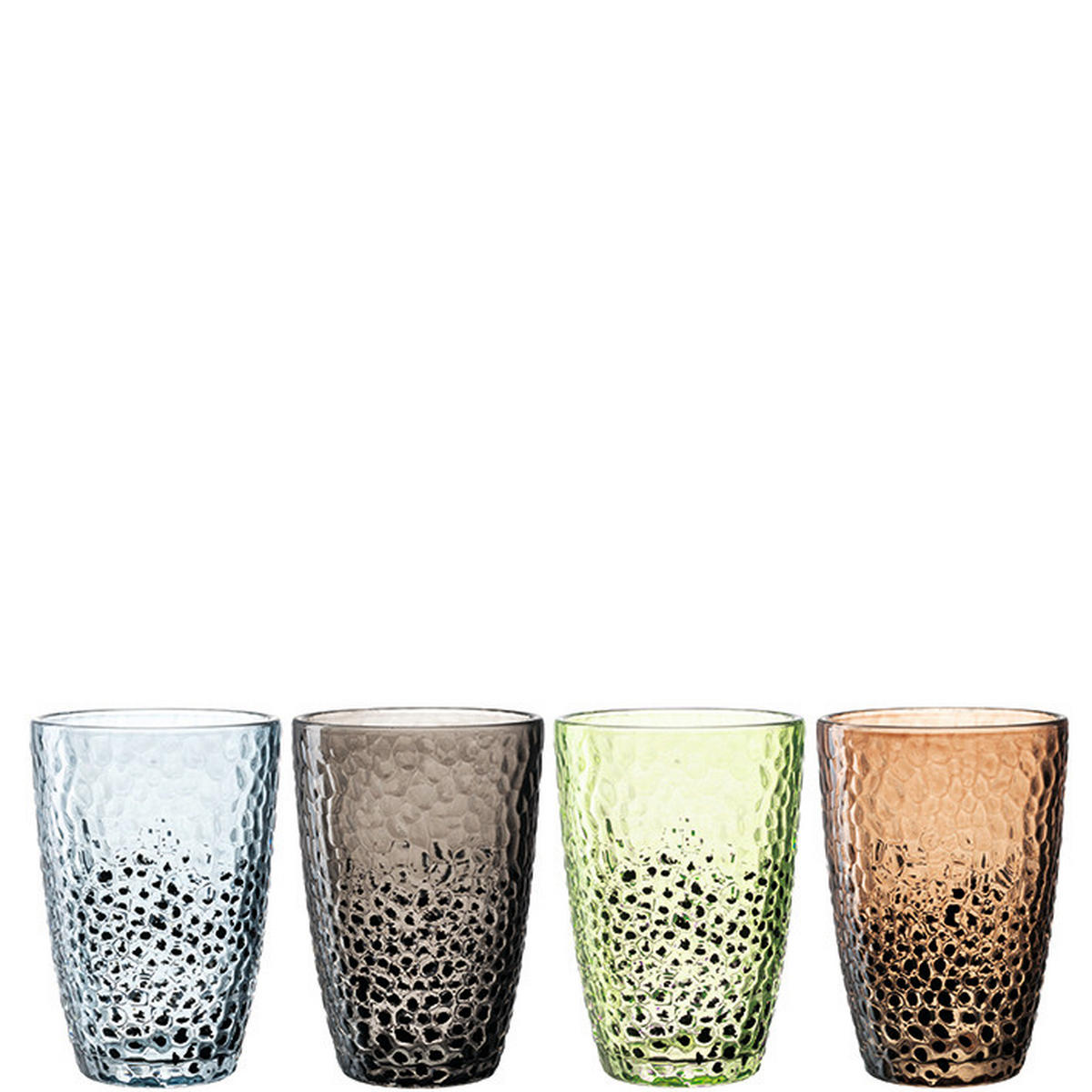 GLÄSERSET Matera  4-teilig  - Sandfarben/Blau, Design, Glas (17,8/13,2/17,8cm) - Leonardo