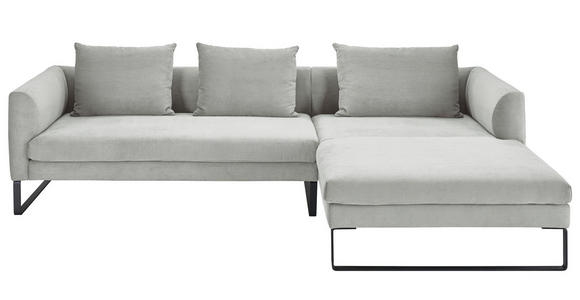 ECKSOFA  in Feincord Hellgrau  284/178 cm  - Hellgrau/Schwarz, KONVENTIONELL, Textil/Metall (284/178cm) - Hom`in