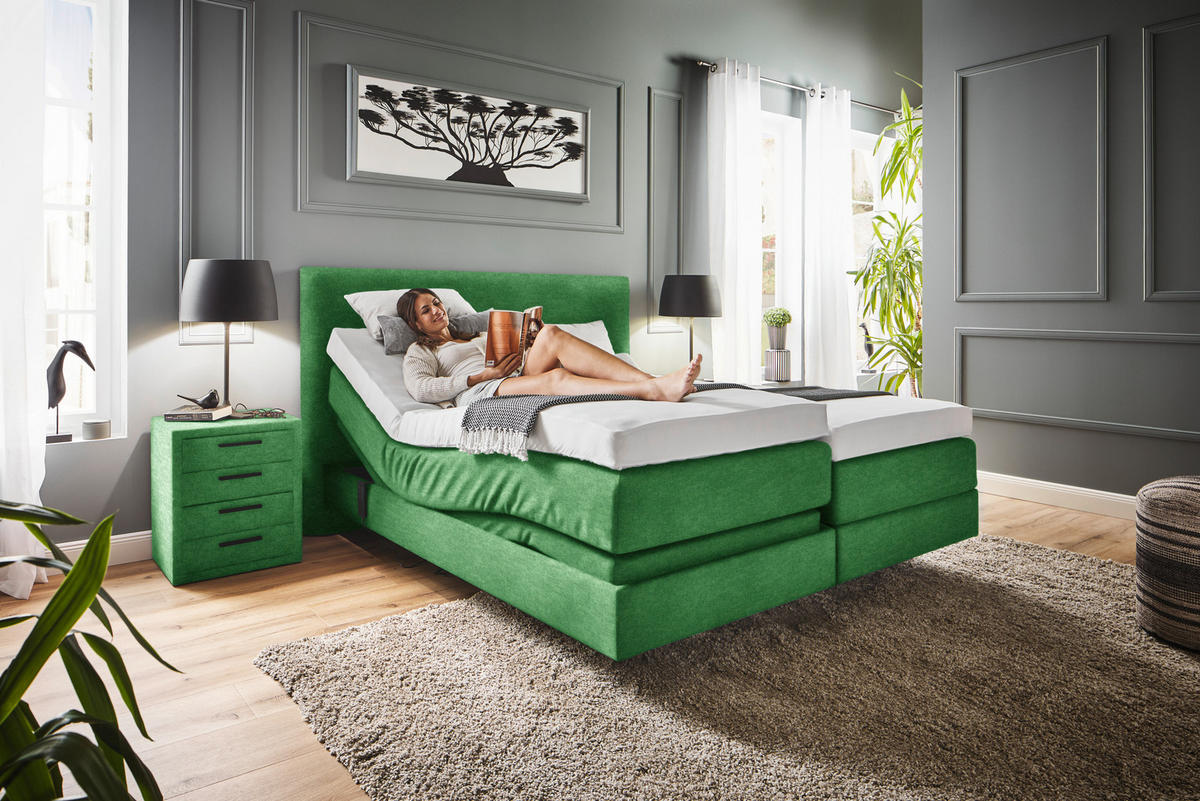BOXSPRINGBETT 160/200 cm  in Grün  - Grün, KONVENTIONELL, Holz/Textil (160/200cm) - Dieter Knoll