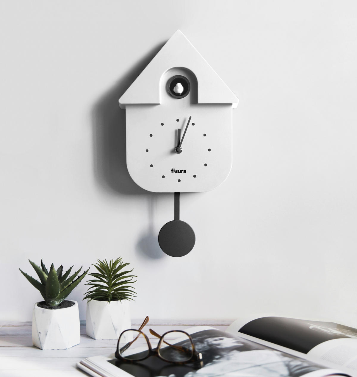 UHR Schwarz, Weiß  - Schwarz/Weiß, Design, Kunststoff/Metall (21/21.5/30cm)