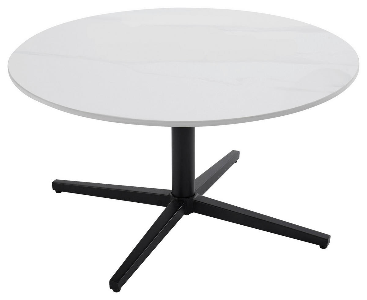 COUCHTISCH in Metall, Stein  - Schwarz/Weiß, Design, Stein/Metall (70/36,5/70cm) - MID.YOU