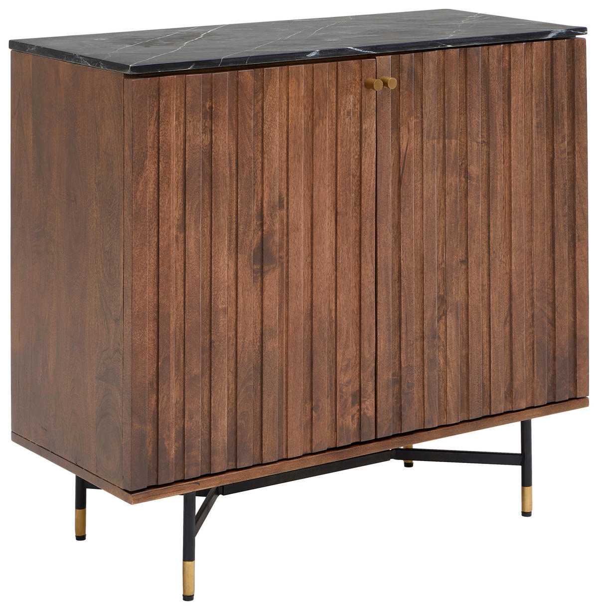 DULAP BAR in negru, nucă  - nucă/negru, Lifestyle, metal/lemn (94/85/40cm) - MID.YOU