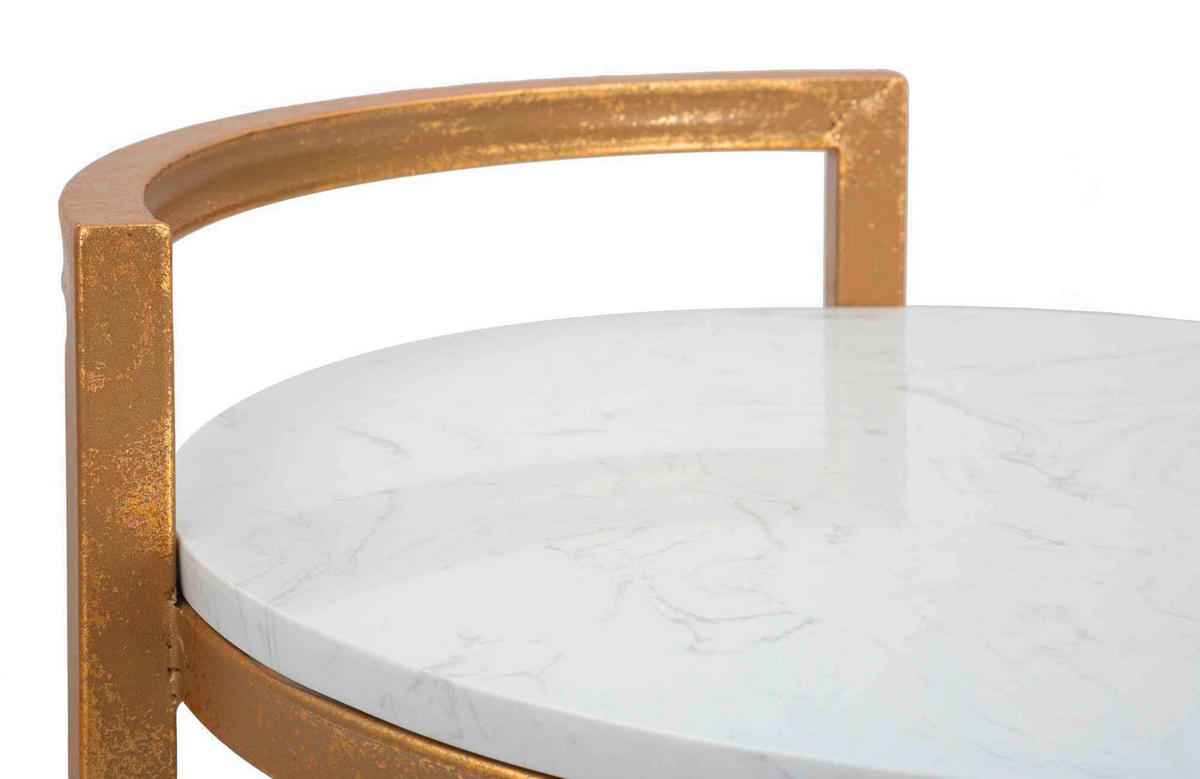 COUCHTISCH Weiß, Goldfarben  - Goldfarben/Weiß, Basics, Stein/Metall (40/50/43cm)