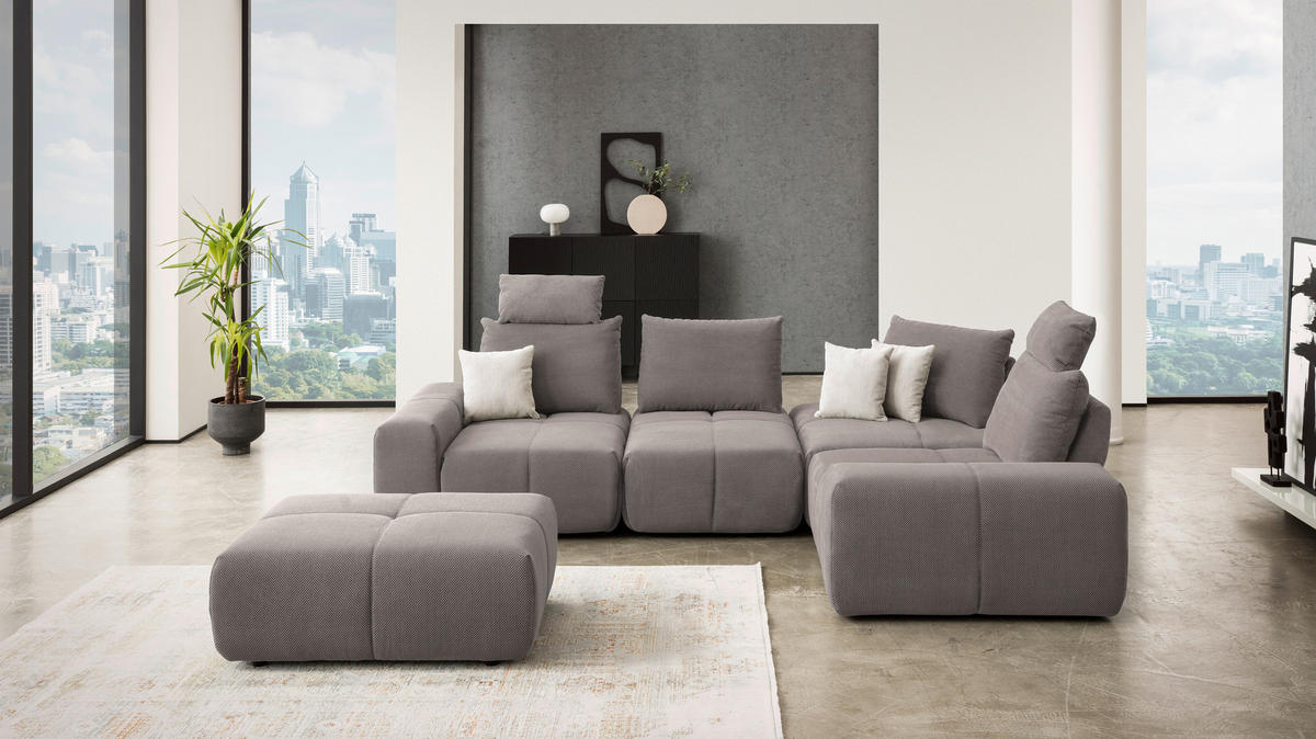 ECKSOFA in Velours Braun  326/236 cm  - Schwarz/Braun, Design, Kunststoff/Textil (326/236cm) - Xora