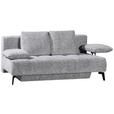 SCHLAFSOFA  in Webstoff Hellgrau  - Hellgrau/Schwarz, Design, Textil/Metall (209-235/90/100cm) - Novel