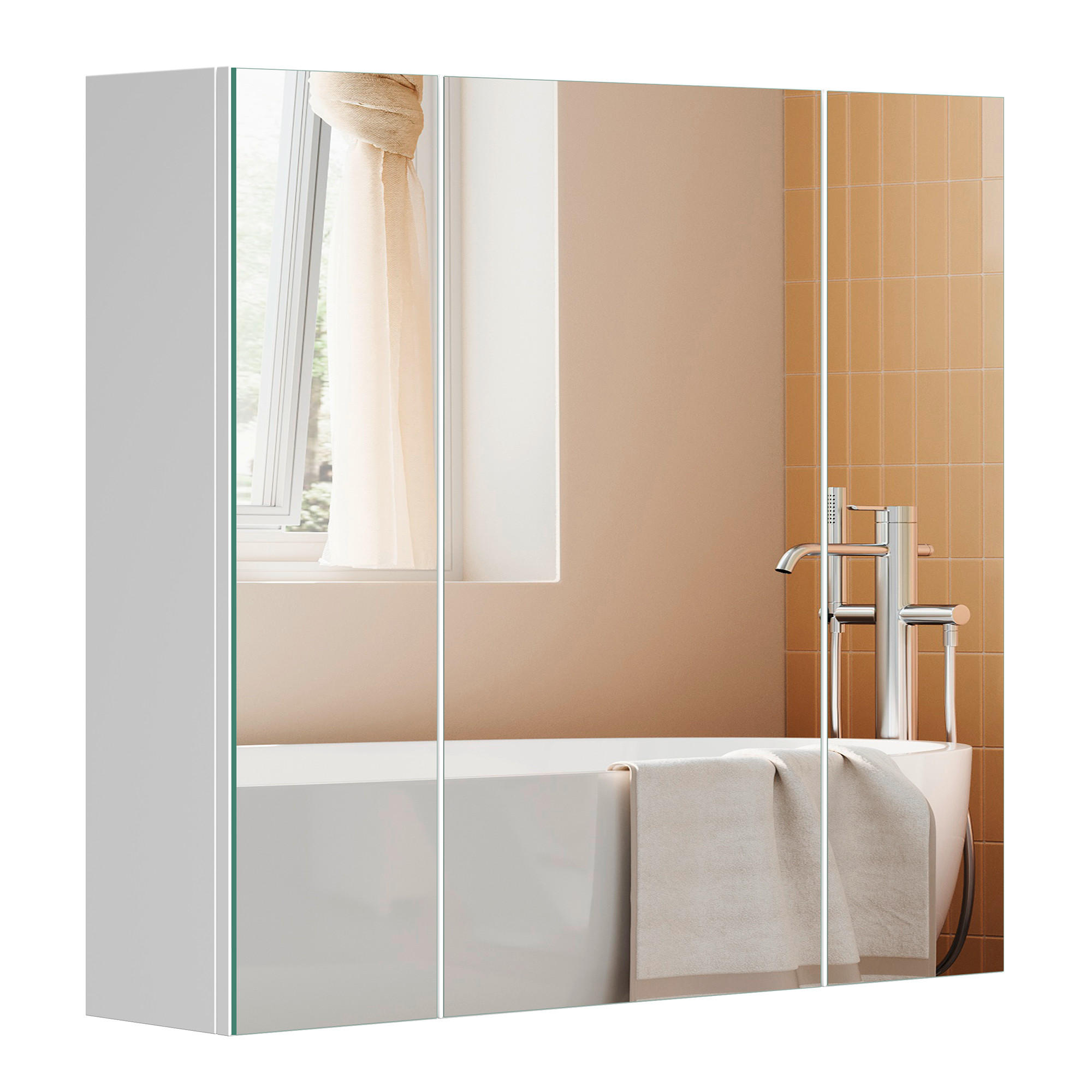 SPIEGELSCHRANK 60/55/15 cm  - Weiß, Trend, Glas/Holzwerkstoff (60/55/15cm) - MID.YOU