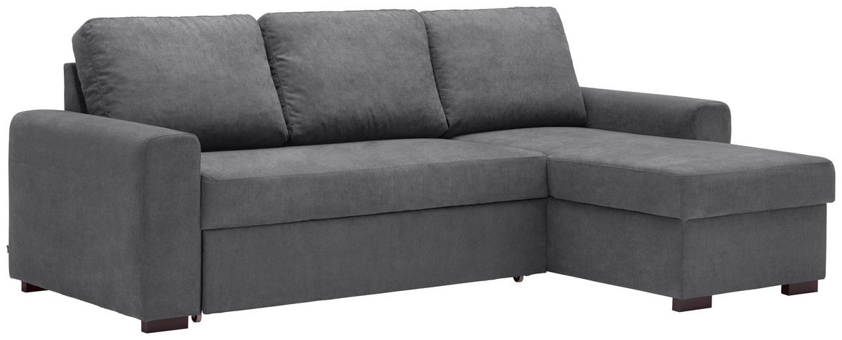ECKSOFA inkl.Funktionen Grau Webstoff  - Schwarz/Grau, Design, Textil (245/160cm) - Xora